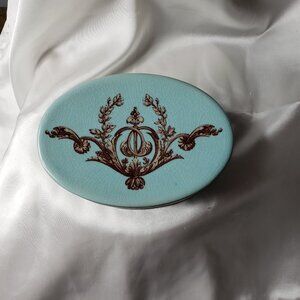 Vintage Bordeaux Soap Dish, Mist & Chocolate. Hand Crafted & Hand Painted.